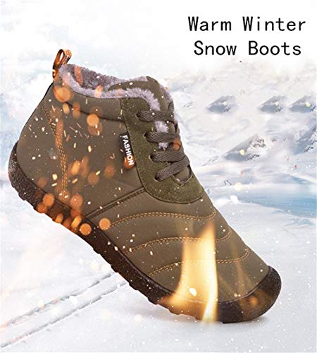 Botas de Nieve Unisex, Popoti Hombre Mujer Botas de Nieve Zapatos Antideslizante Calientes Fur Botines Forradas Cortas Boots Algodón Zapatos Invierno Aire Libre Botines (Verde, 42)