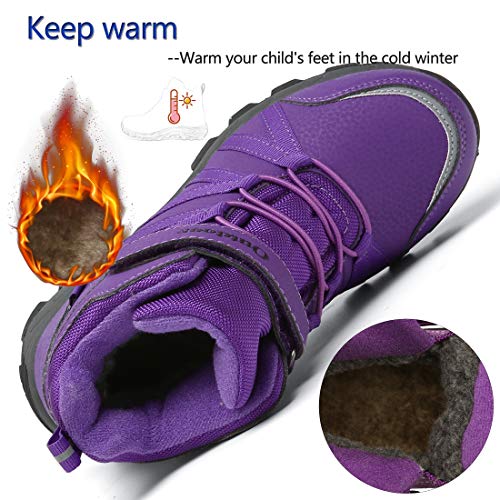 Botas de Nieve Zapatos Invierno Niña Niño Senderismo Zapatillas de Trekking Forradas Cálidas Antideslizante Botines Planas para