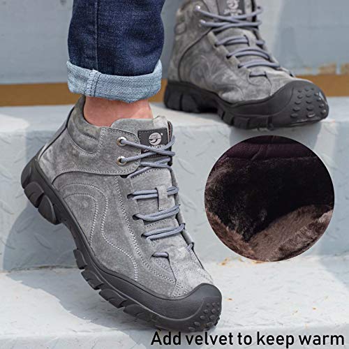 Botas de Seguridad Invierno Hombre Muje Calentitas Impermeable Antideslizantes Zapatos de Trabajo con Puntera de Acero Negro 44