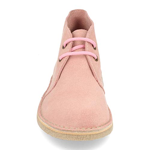 Botas Desierto Pisamierdas para Mujer con Piel Serraje, Suela Crepe Antideslizante y Cordones. Comodas, practicas e Ideales para Primavera-Verano. Talla 39 Rosa