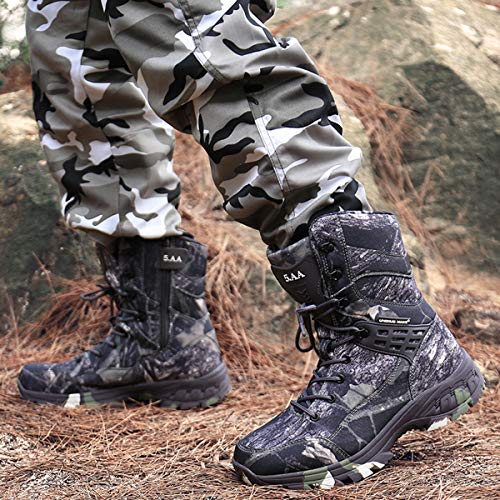 Botas Militares tácticas Impermeables de Camuflaje para Hombres Zapatos de Senderismo de Combate de Media Pantorrilla al Aire Libre Botas de Trekking Antideslizantes