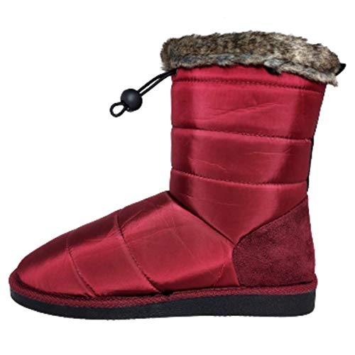 Botas Mujer Agua IMPERMEABLES Botas CON PELO Ajustables Antideslizantes Zapatos de Trabajo Formal Botas de Agua Chubasquero LIGERAS (Rojo Burdeos, 39)
