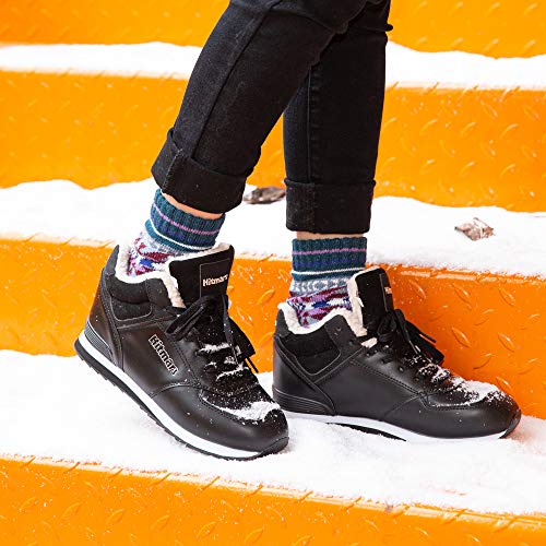 Botas Mujer de Nieve Botines Invierno Hombre Calentar Forro Forrado de Piel Plataforma Antideslizante Cordones Calzado Aire Libre Deportes Caminar 2-NegroPM EU42