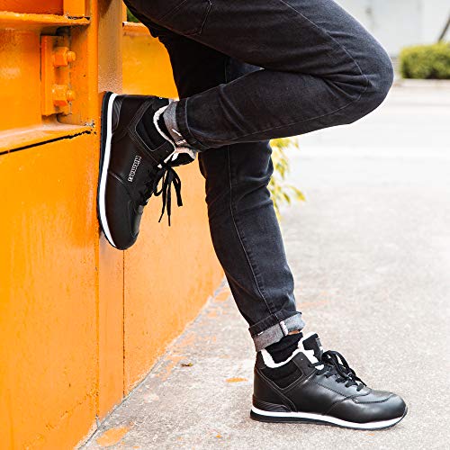 Botas Mujer de Nieve Botines Invierno Hombre Calentar Forro Forrado de Piel Plataforma Antideslizante Cordones Calzado Aire Libre Deportes Caminar 2-NegroPM EU42