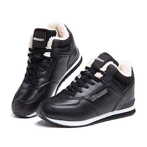 Botas Mujer de Nieve Botines Invierno Hombre Calentar Forro Forrado de Piel Plataforma Antideslizante Cordones Calzado Aire Libre Deportes Caminar 2-NegroPM EU42