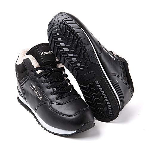 Botas Mujer de Nieve Botines Invierno Hombre Calentar Forro Forrado de Piel Plataforma Antideslizante Cordones Calzado Aire Libre Deportes Caminar 2-NegroPM EU42