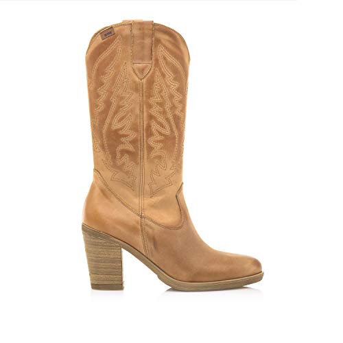 Botas Mujer MTNG | Botas Marilyn 58134 | MTNG Mujer | De Piel, con Interior Piel, caña Alta y Punta Afilada | Botas Casual | Cierre con Cremallera | 45198 | Cuero | 39