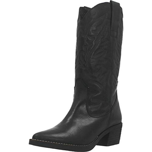 Botas Mujer mustang | Botas Ares 58964 | mustang Mujer | De Piel, con Interior Piel, caña Alta y Punta Afilada | Botas Casual | sin Cierre-Abiertos | 44768 | Negro | 40