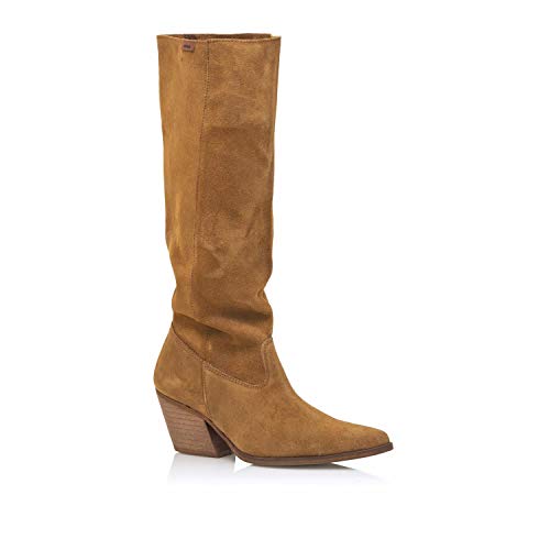 Botas Mujer mustang | Botas CENTA 50251 | mustang Mujer | De Serraje, con Interior Piel, caña Alta y Punta Afilada | Botas Casual | sin Cierre-Abiertos | 45732 | Cuero | 40