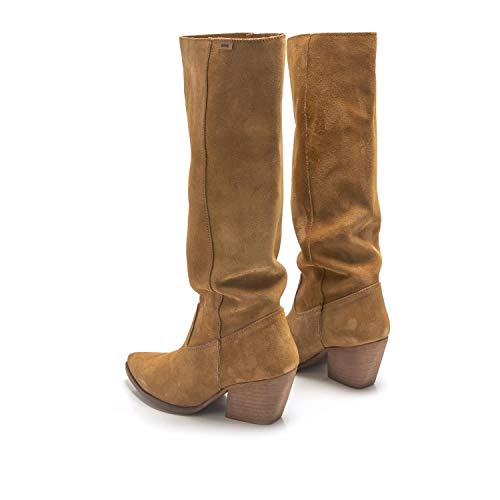 Botas Mujer mustang | Botas CENTA 50251 | mustang Mujer | De Serraje, con Interior Piel, caña Alta y Punta Afilada | Botas Casual | sin Cierre-Abiertos | 45732 | Cuero | 40