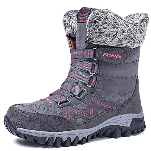 Botas Nieve Mujer Otoño Invierno Calentar Piel Forro Botines Retro Snow Boots Cordones Zapatillas Planas