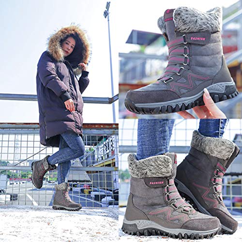 Botas Nieve Mujer Otoño Invierno Calentar Piel Forro Botines Retro Snow Boots Cordones Zapatillas Planas