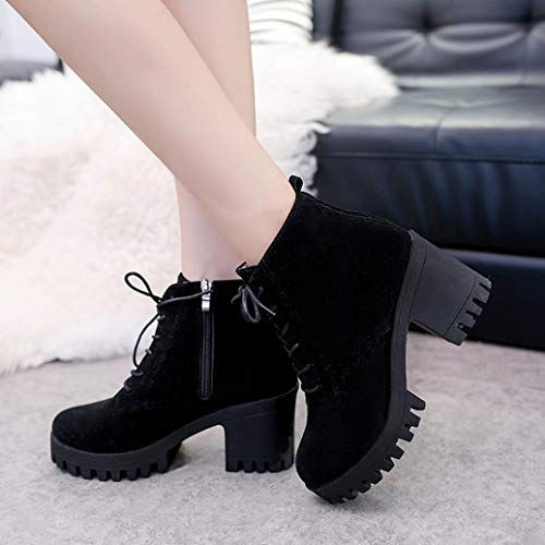 Botas y Botines Botas tacón cuña Ancho para Mujer Otoño Invierno 2018 PAOLIAN Botines Militares de Plataforma Terciopelo Militares Casual Zapatos de Señora Moda Calzado de Dama Tallas Grandes