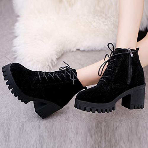 Botas y Botines Botas tacón cuña Ancho para Mujer Otoño Invierno 2018 PAOLIAN Botines Militares de Plataforma Terciopelo Militares Casual Zapatos de Señora Moda Calzado de Dama Tallas Grandes