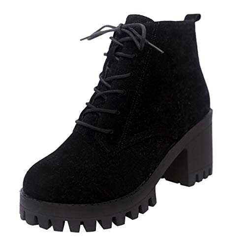Botas y Botines Botas tacón cuña Ancho para Mujer Otoño Invierno 2018 PAOLIAN Botines Militares de Plataforma Terciopelo Militares Casual Zapatos de Señora Moda Calzado de Dama Tallas Grandes