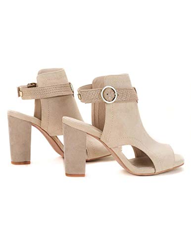 Botín de Piel Abierto Salsa Jeans Beige 39