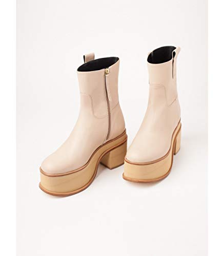 Botin De Señora De Paloma Barceló Nieves Mousse Aglio con Suela Madera