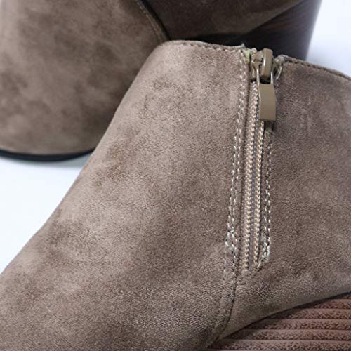 Botines de cuña Mujer Tacones altos Invierno POLP Botas de ante Casual Mujer Zapatos de Tacón de 8 cm Cabeza redonda Antideslizante Comodos Botines de Fiesta