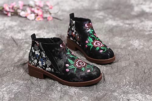 Botines de Mujer de Gamuza Plana Botas Planas de Moda Casual Botines Chelsea con Cremallera para Mujer