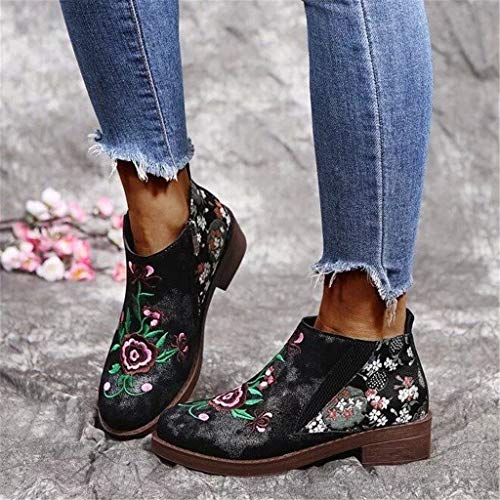 Botines de Mujer de Gamuza Plana Botas Planas de Moda Casual Botines Chelsea con Cremallera para Mujer