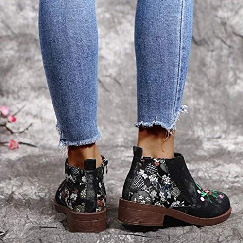 Botines de Mujer de Gamuza Plana Botas Planas de Moda Casual Botines Chelsea con Cremallera para Mujer