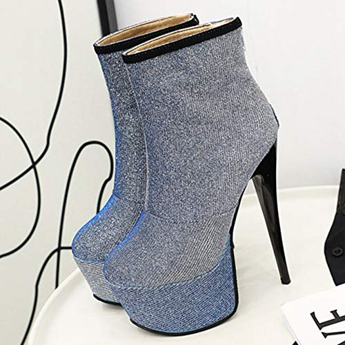 Botines de Plataforma de tacón Alto con Punta Redonda para Mujer Botines Sexis de Primavera y otoño para Fiesta de Boda Tacones de Aguja Finos