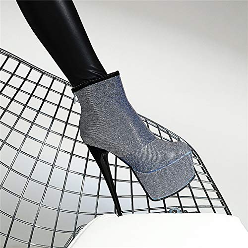 Botines de Plataforma de tacón Alto con Punta Redonda para Mujer Botines Sexis de Primavera y otoño para Fiesta de Boda Tacones de Aguja Finos