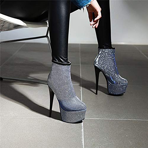 Botines de Plataforma de tacón Alto con Punta Redonda para Mujer Botines Sexis de Primavera y otoño para Fiesta de Boda Tacones de Aguja Finos