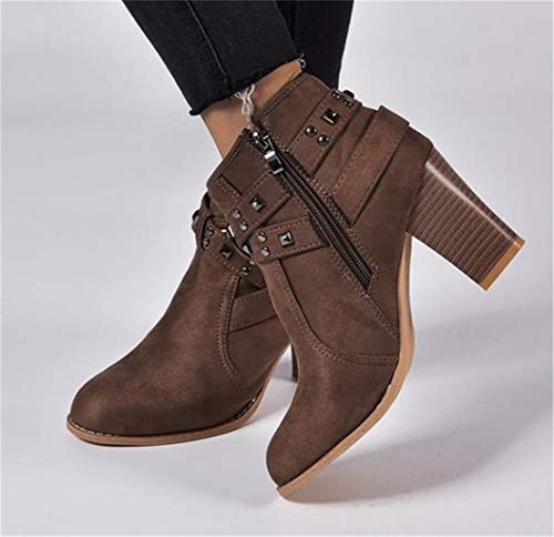 Botines Mujer Tacon Invierno Planos Tacon Ancho Piel Botas de Mujer Martin Botines Cortos Botín Elegantes Zapatos Plataforma