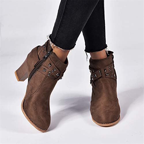 Botines Mujer Tacon Invierno Planos Tacon Ancho Piel Botas de Mujer Martin Botines Cortos Botín Elegantes Zapatos Plataforma