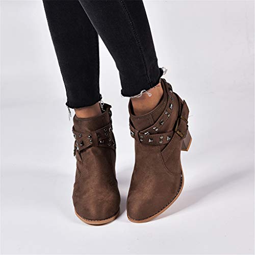 Botines Mujer Tacon Invierno Planos Tacon Ancho Piel Botas de Mujer Martin Botines Cortos Botín Elegantes Zapatos Plataforma