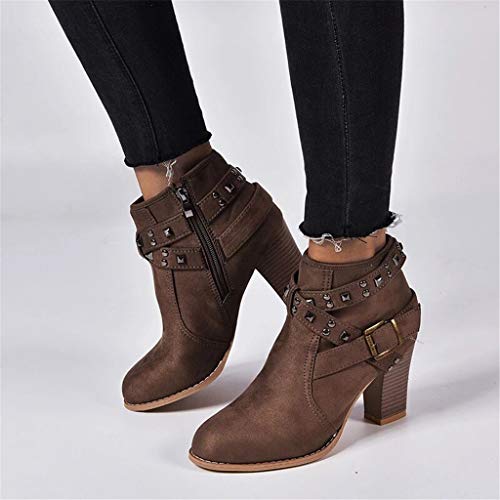 Botines Mujer Tacon Invierno Planos Tacon Ancho Piel Botas de Mujer Martin Botines Cortos Botín Elegantes Zapatos Plataforma