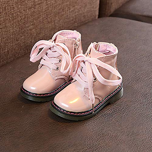 Botines Niña de Cordones Acogedor Botas de Nieve de Niñas Botas de Martin Estilo Británico Zapatos de Bebé Invierno de Algodón Botines Infantiles Estilo Simple (23)