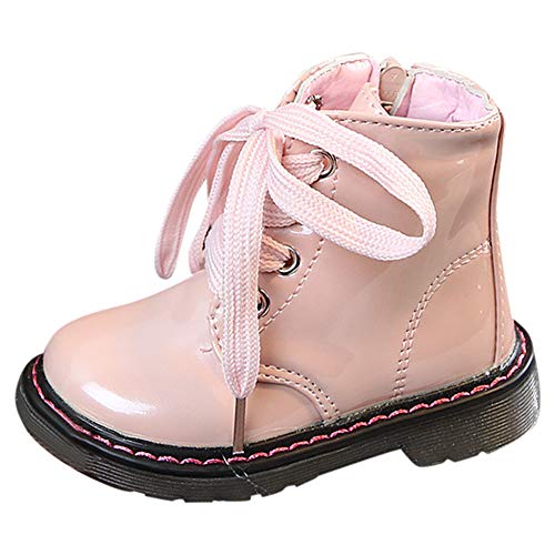 Botines Niña de Cordones Acogedor Botas de Nieve de Niñas Botas de Martin Estilo Británico Zapatos de Bebé Invierno de Algodón Botines Infantiles Estilo Simple (23)