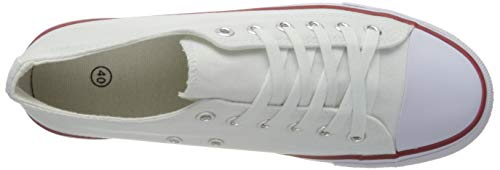 BRANDELIA Canvas de Lona Estilo Casual y Deportivo Zapatillas Unisex, Blanco, 36 EU