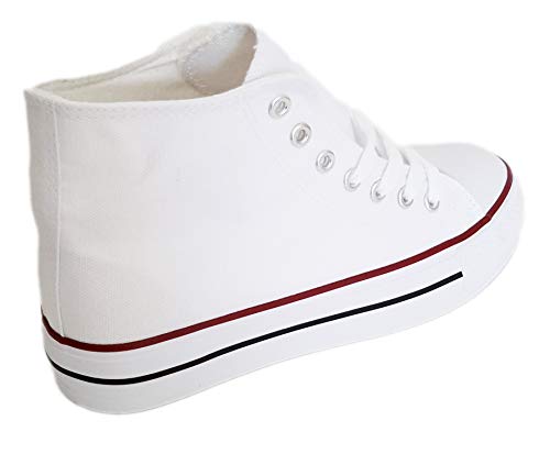 BRANDELIA Zapatillas Deportivas Altas Mujer, Alto Blanco Plataforma 3 5 Cm, 38 EU