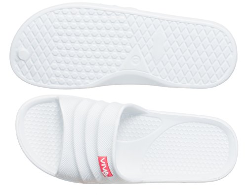 Brandsseller Chanclas de baño para mujer, unisex, con rayas laterales en la suela, color Blanco, talla 36 EU