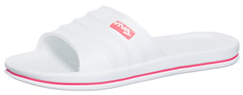 Brandsseller Chanclas de baño para mujer, unisex, con rayas laterales en la suela, color Blanco, talla 36 EU