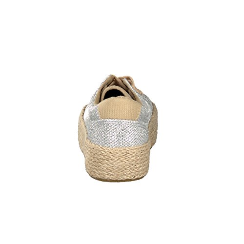 Brandsseller Espadrilles - Zapatillas de verano para mujer, con purpurina, talla 36-41, color Plateado, talla 38 EU