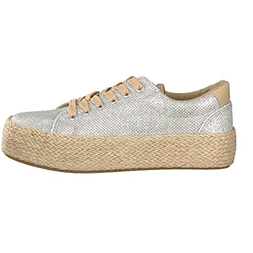 Brandsseller Espadrilles - Zapatillas de verano para mujer, con purpurina, talla 36-41, color Plateado, talla 38 EU