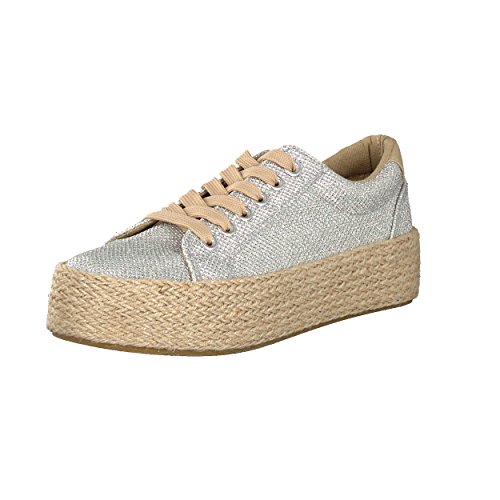 Brandsseller Espadrilles - Zapatillas de verano para mujer, con purpurina, talla 36-41, color Plateado, talla 38 EU