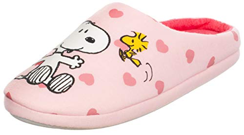 Brandsseller Zapatillas de estar por casa para mujer, diseño con motivos de Snoopy, color Rosa, talla 36/37 EU