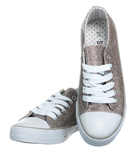 Brandsseller - Zapatillas para mujer con purpurina, color rojo, dorado, plateado y multicolor, color Multicolor, talla 37 EU
