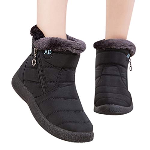 Brillanto Botas Mujer Invierno de Forradas Botines Mujer con Cremallera Botas de Nieve Mujer Zapatos Mujer Tacon Medio 2.5 cm Tallas 35-43
