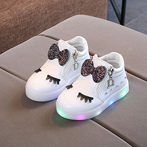 Brillanto Zapatillas Niñas Deportivas Cremallera con Luces Planas Running Comodas Transpirable Unisex Niños de Zapatos