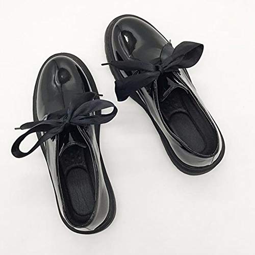 Brogues de Charol para Mujer, Zapatos Planos universitarios de Punta Redonda a la Moda, Zapatos Derby de Estilo británico, Zapatos Oxford de Plataforma con Cordones Vintage