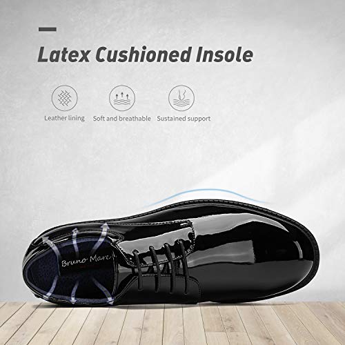 Bruno Marc Downing-02 Zapatos de Cordones Oxfords Vestir Clásico Formales Derby para Hombre Negro Charol 48 EU/14 US