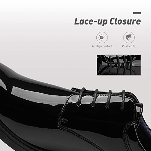 Bruno Marc Downing-02 Zapatos de Cordones Oxfords Vestir Clásico Formales Derby para Hombre Negro Charol 48 EU/14 US