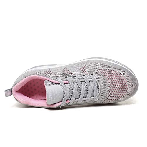 BUBUDENG Zapatillas Casual para Deporte Mujer de Senderismo para Mujer, de Malla Ligera, Transpirables, cómodas Zapatos para Caminar Mesh Running Transpirable Aumentar Más Altos Sneakers