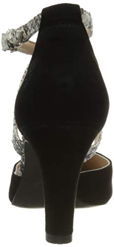 Bugatti 4.11902E+11, Zapatos con Tacon y Correa de Tobillo Mujer, Negro (Black/Animal Print 1082), 39 EU